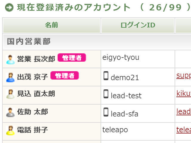 【管理者も部署別管理！】